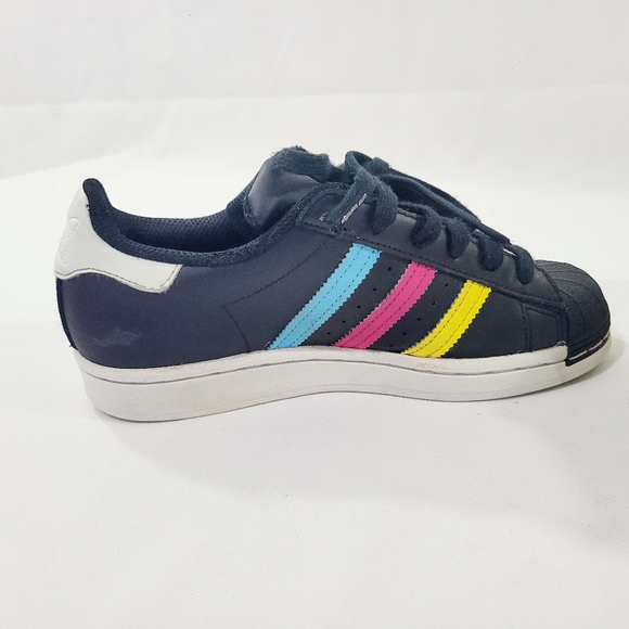 ADIDAS Superstar J Shelltops Colorful Stripes Shoes - Youth Size 4 - FW5235 - Picture 5 of 9